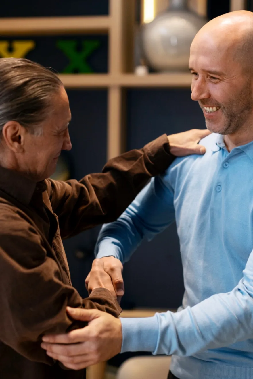 A support worker with a client at home
